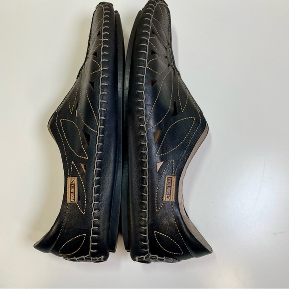 Pikolinos Jerez 578-7399 Loafers Black Leather Floral Cutout Boho Travel Sz 39EU - Picture 5 of 9